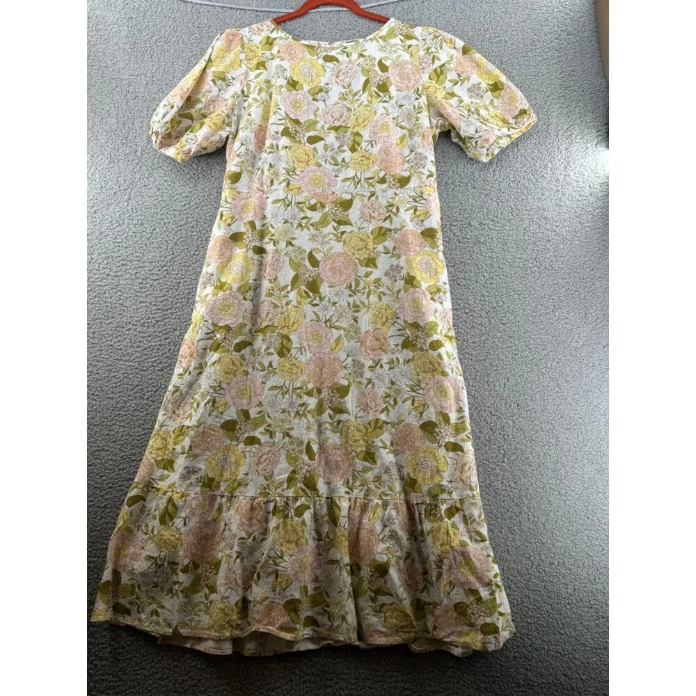Who What Wear Drawing Room Floral Bishop Sleeve Tie-Back Dress Puff Sleeves XL - Picture 1 of 8